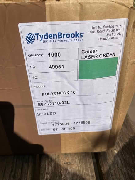 Photo of free Security numbered tags (Greenfield OL3) #4