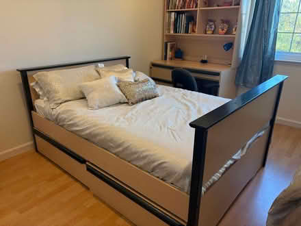 Photo of free Maple wood bed,matr.,desk, hutch (fremont) #3