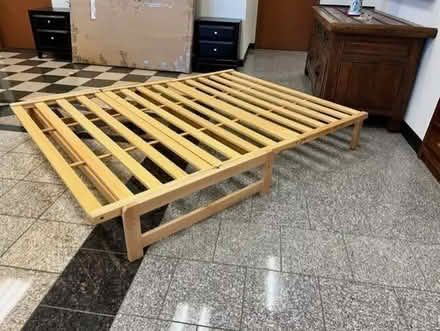 Photo of free Wood queen futon frame, pest damage (Eureka, Henderson Center) #2