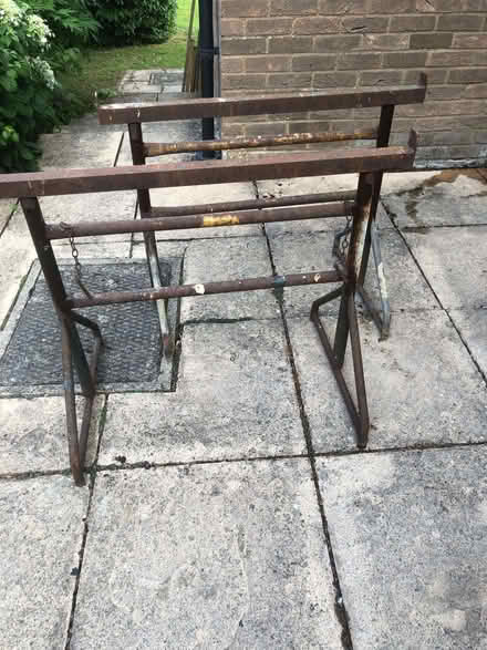 Photo of free Pair of steel builders' trestles (76 cms / 30" high) (Wood Farm OX3) #1
