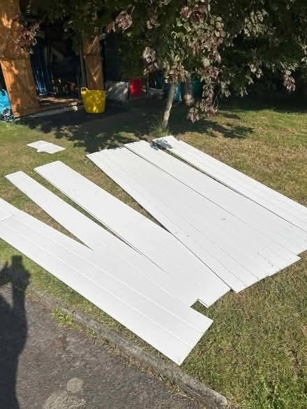 Photo of free White plastic interlocking cladding boards 2.6m x2m approx (Norton LD8) #1
