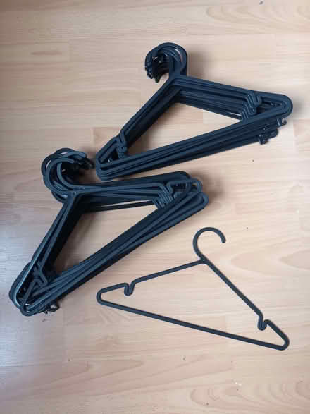 Photo of free 45 Black Plastic coat hangers (Bromley North BR1) #1