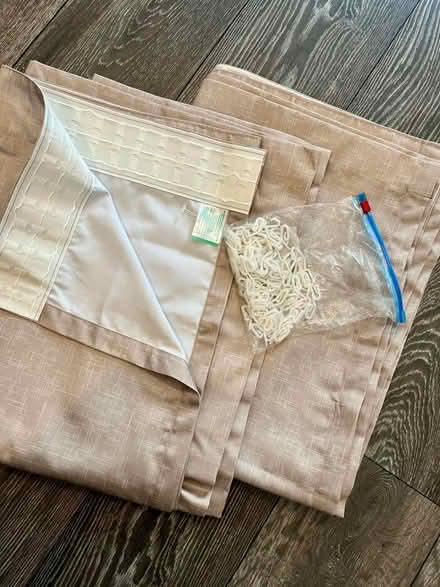 Photo of free Beige pencil pleat curtains with plastic hooks (Northville NP44) #1