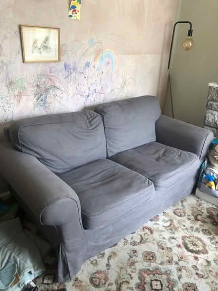 Photo of free IKEA extorp two seater sofa grey (Barnardtown NP19) #1