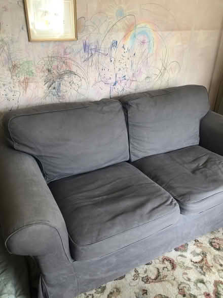 Photo of free IKEA extorp two seater sofa grey (Barnardtown NP19) #3