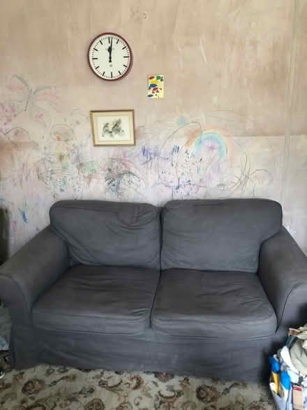 Photo of free IKEA extorp two seater sofa grey (Barnardtown NP19) #2