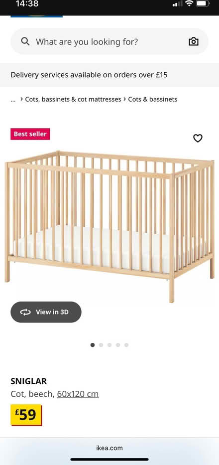 Photo of free Beech wooden cot (Buggs Bottom RG4) #1