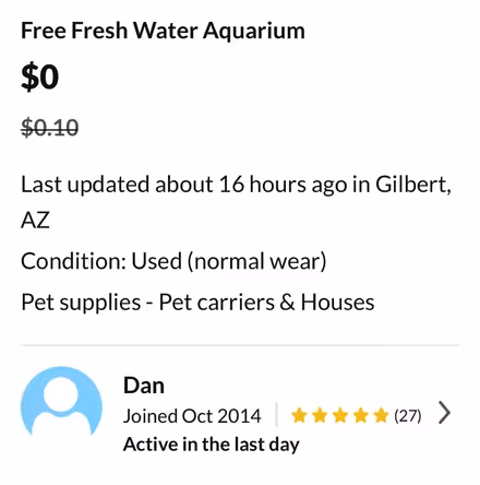 Photo of free Freshwater fish tank & Fish (East Valley, Gilbert) #4