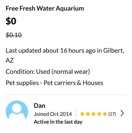 Photo of free Freshwater fish tank & Fish (East Valley, Gilbert) #4