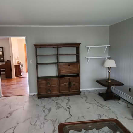 Photo of free Wood bookcase with drop-down desk (Fairfield NJ) #1