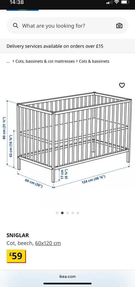 Photo of free Beech wooden cot (Buggs Bottom RG4) #2