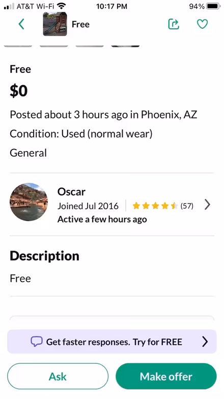 Photo of free Posted on Offer Up (Phoenix) #1