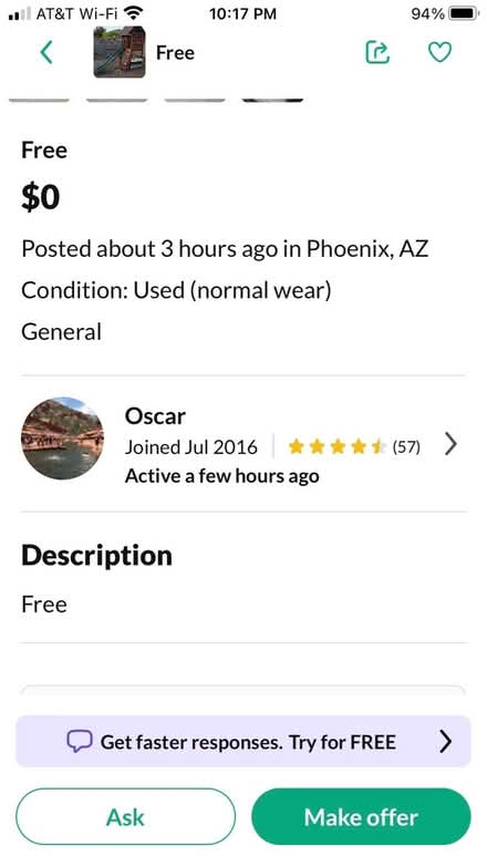 Photo of free Posted on Offer Up (Phoenix) #1