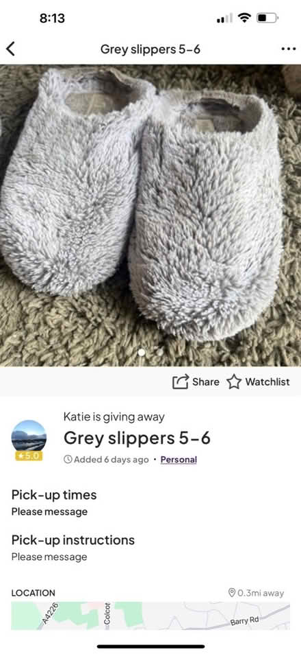 Photo of free Grey slippers (Barry CF62) #1
