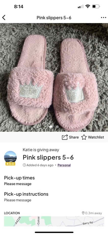 Photo of free Pink open toe princess slippers (Barry CF62) #1