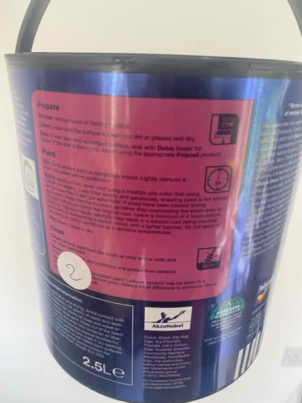 Photo of free Dulux unopened pain 2.5litres (SE13) #2
