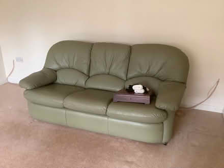 Photo of free Sofa green leather (Market Drayton TF9) #1