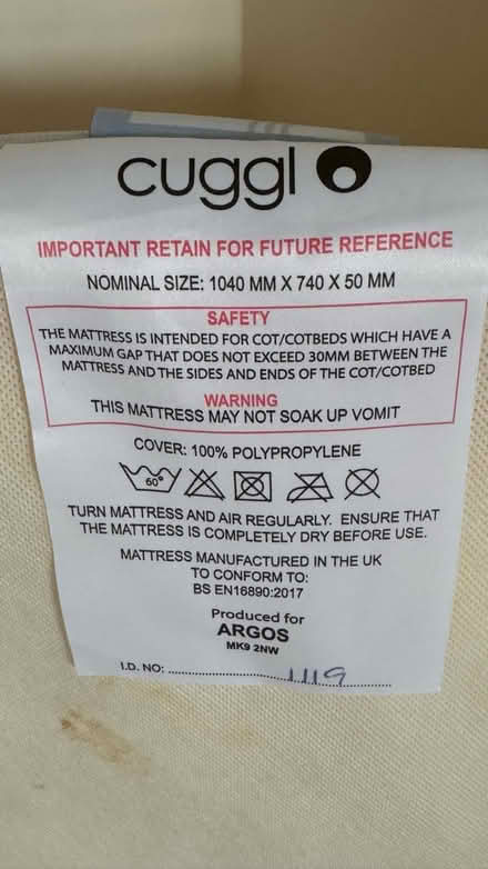 Photo of free Travel cot mattress (Newton Leys) #2