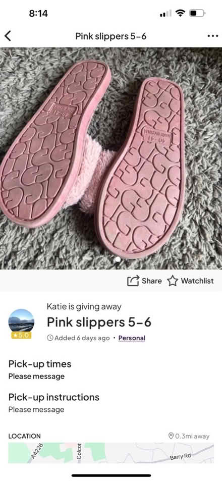Photo of free Pink open toe princess slippers (Barry CF62) #2