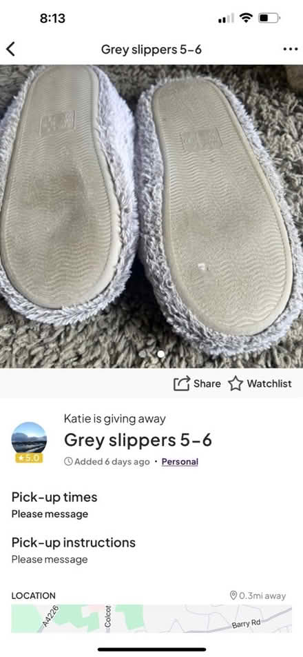 Photo of free Grey slippers (Barry CF62) #2
