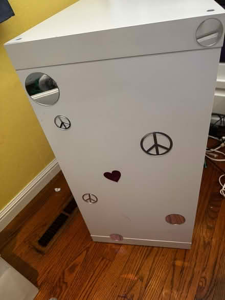 Photo of free White wooden shelf w/ mirror decals (Near Santa Rita) #3