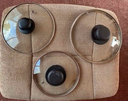 Photo of free Glass saucepan lids x 3 (Hala/Bowerham LA1) #1