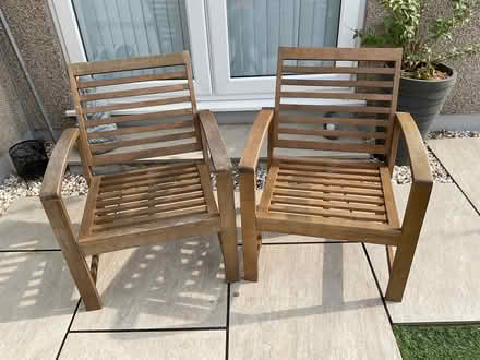 Photo of free 2 Hardwood garden chairs (Bolton le Sands LA5) #1