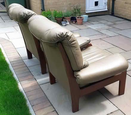 Photo of free Pair of very comfy leather look armchairs (Whitegrove RG42) #1