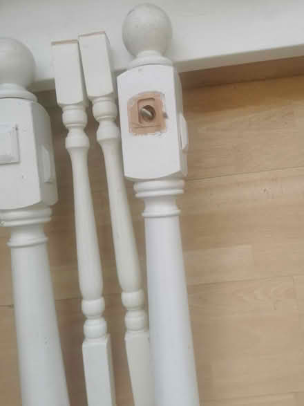 Photo of free 2 newel posts 33" & 2 spindles 24" (Wilsden BD15) #2