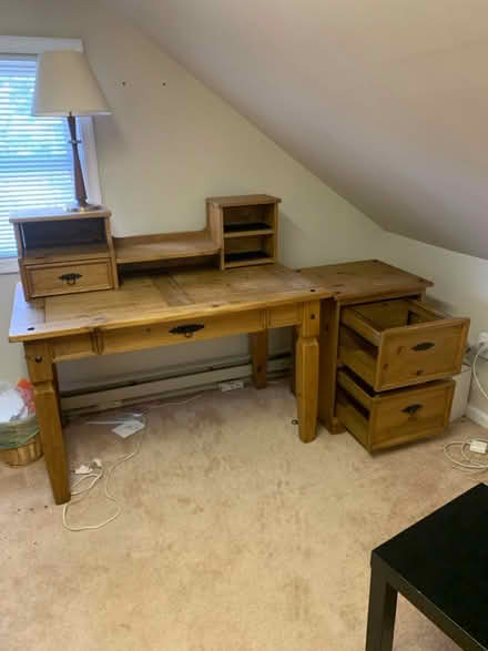 Photo of free Desk, File Cabinet, and Shelf Set (Cottageville, South Brunswick) #1