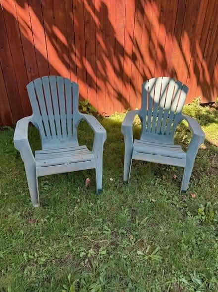 Photo of free 2 green plastic adirondack chairs (inner N/NE Portland) #1