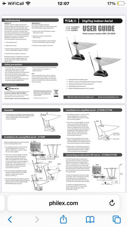 Photo of free SLX Digitop Amplified Indoor TV Aerial (Seaside BN23) #2