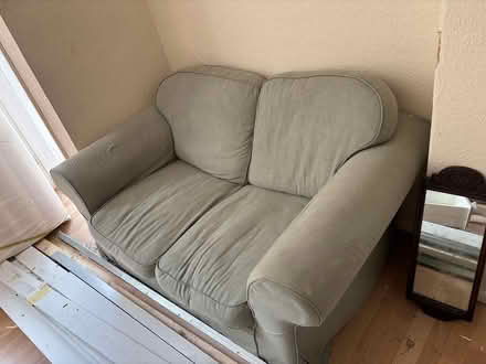Photo of free 2 x 2 seater sofa, with covers (Stanmore winchester) #1