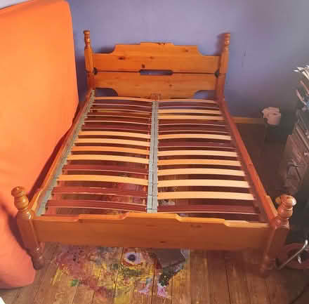 Photo of free wooden double bed frame & slats (Potters Bar EN6) #2
