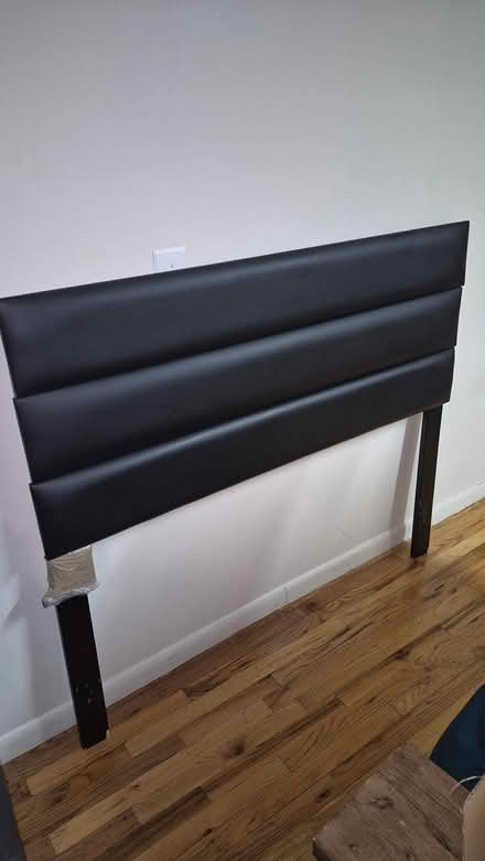 Photo of free Black leather headboard & bed frame (Harlem 10027) #1