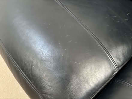 Photo of free Used pair of black leather 3-seater sofas (Sherfield Park RG27) #3