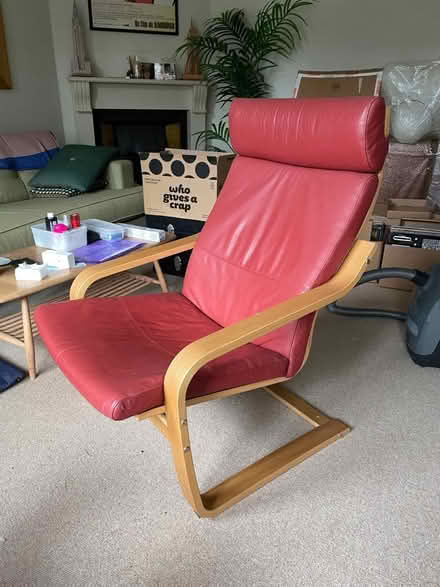 Photo of free Leather armchair. Red. Ikea. (Crouch End N8) #1