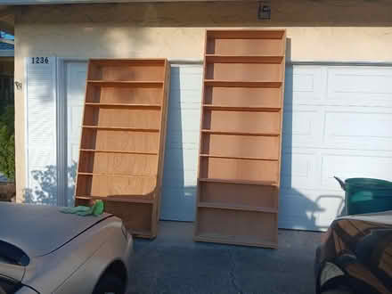 Photo of free 2 tall sturdy wood bookshelves (West San Jose) #1