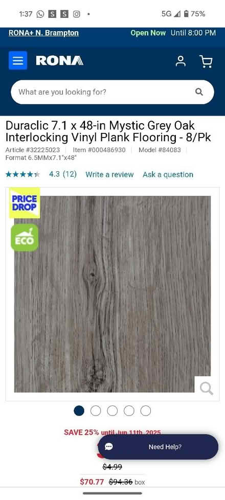 Photo of free Vinyl plank flooring (North West Brampton) #3