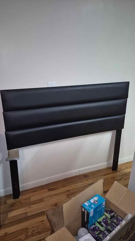 Photo of free Black leather headboard & bed frame (Harlem 10027) #3