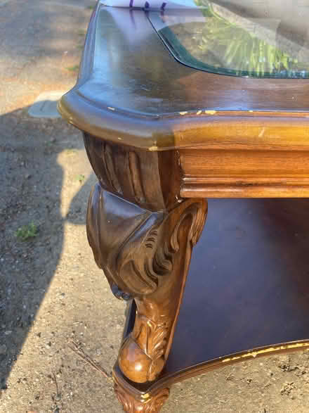 Photo of free Solid wood coffee table with glass (Los Altos ca) #3