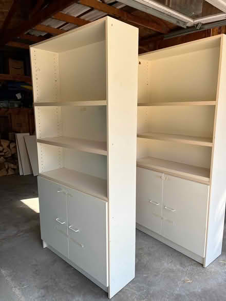 Photo of free 2 tall & narrow shelving units (Near East) #3