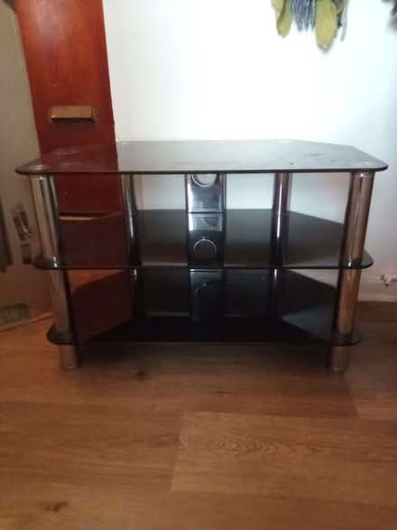 Photo of free Old fashioned TV unit with shelf glass/, chrome (Kennington SE11) #1