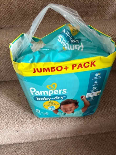 Photo of free Pampers Size 8 Nappies (opened, only a few used) (Kempston MK42) #1