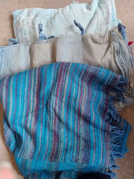 Photo of free 2 faded curtains, I bobbly throw (Bridlington YO15) #1