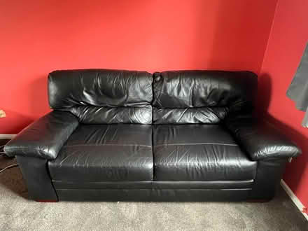 Photo of free Black Large 2 Seater Leather Sofa (Bear Cross BH11) #2