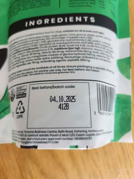 Photo of free Pooch & Mutt joint & bone supplement x2 (Middleton MK10) #1