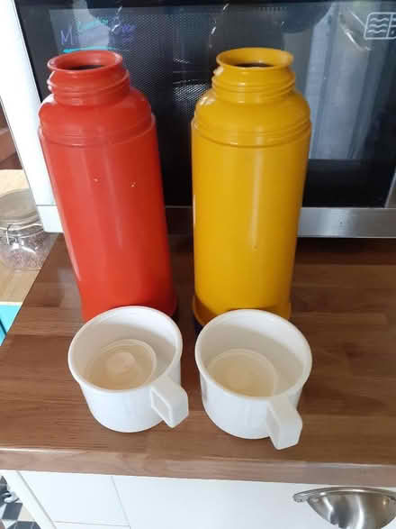 Photo of free 2 old fashioned glass Thermos flasks (Welwyn AL6) #1