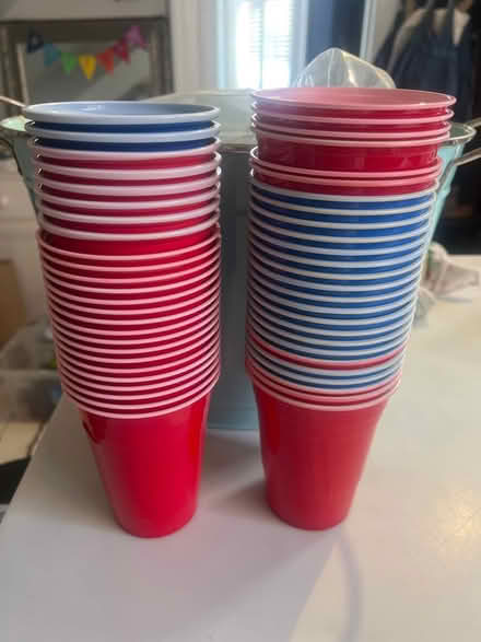Photo of free Plastic pint cups, red/blue (Preston park BN1) #1