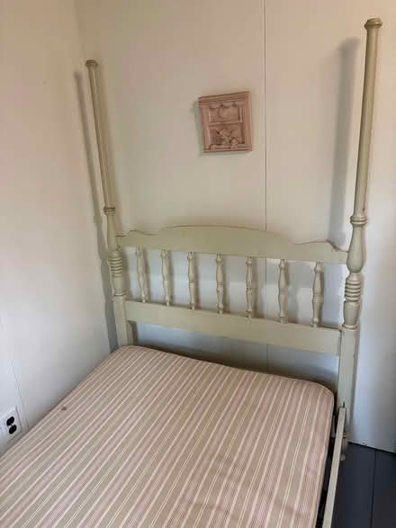 Photo of free Twin-size 4 post/canopy wood bed (Groton Massachusetts) #2